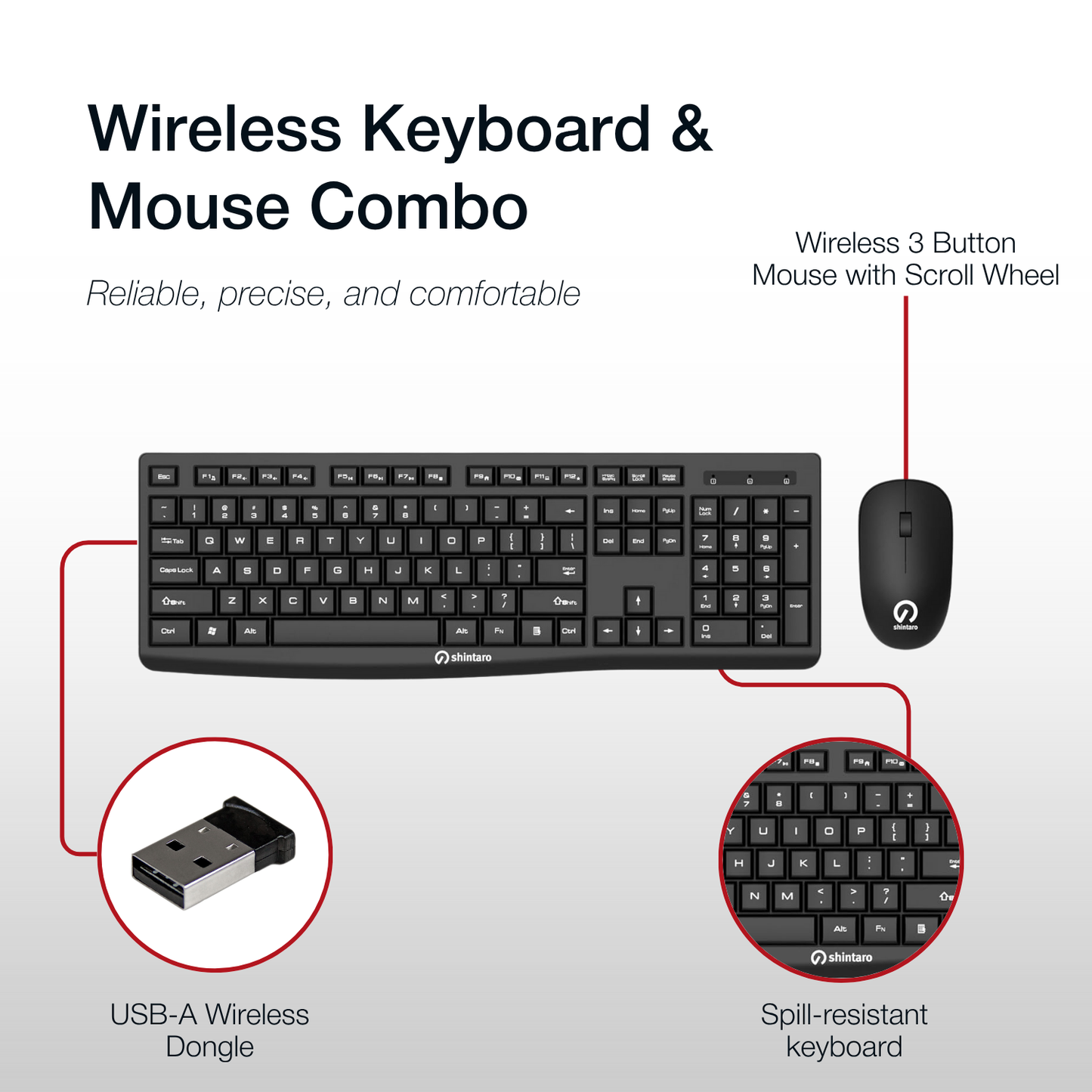 Shintaro Wireless Keyboard & Mouse Combo