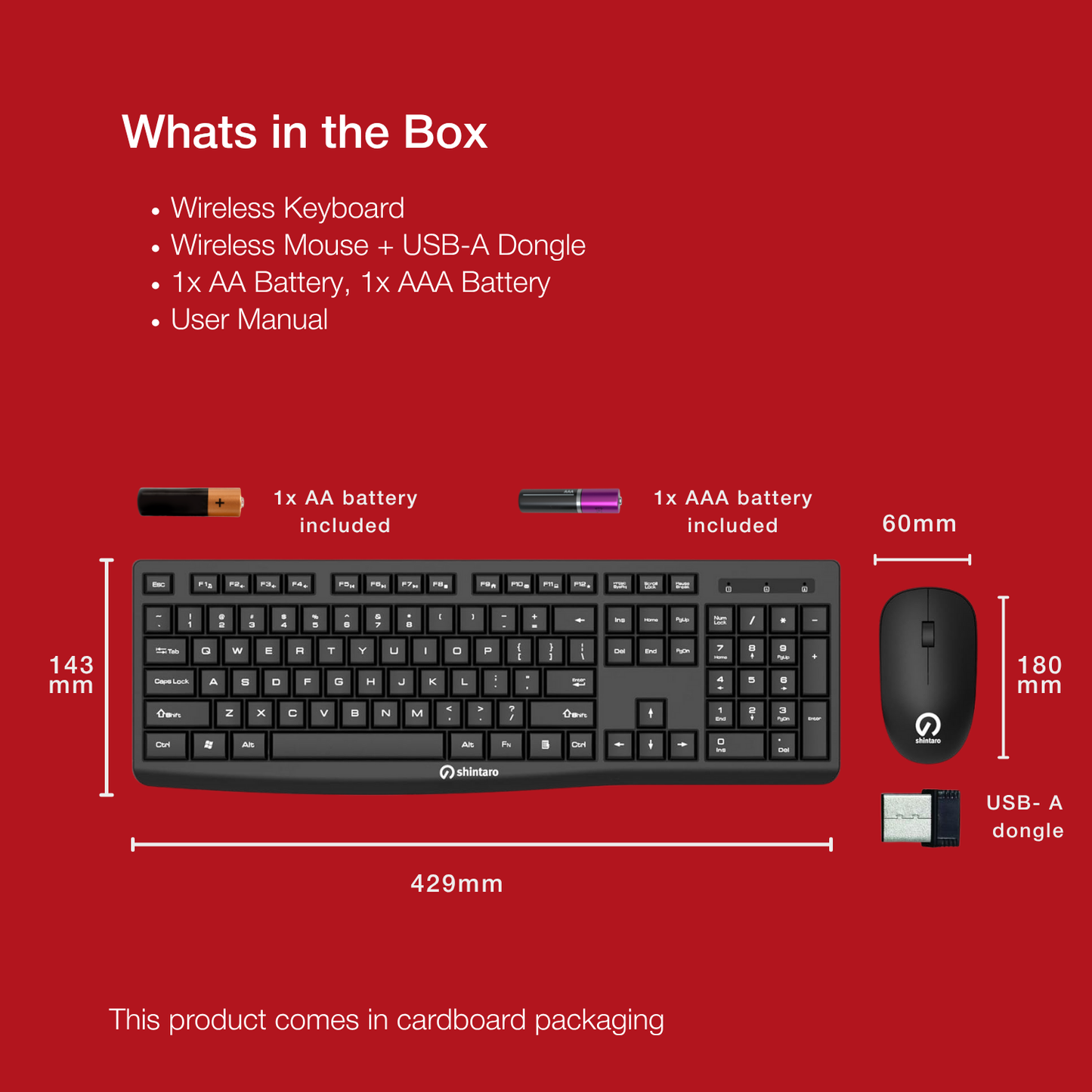 Shintaro Wireless Keyboard & Mouse Combo