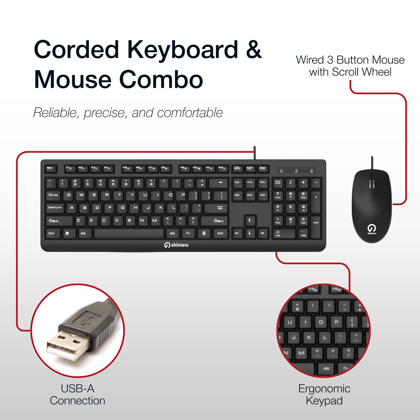Shintaro Wired Keyboard & Mouse Combo