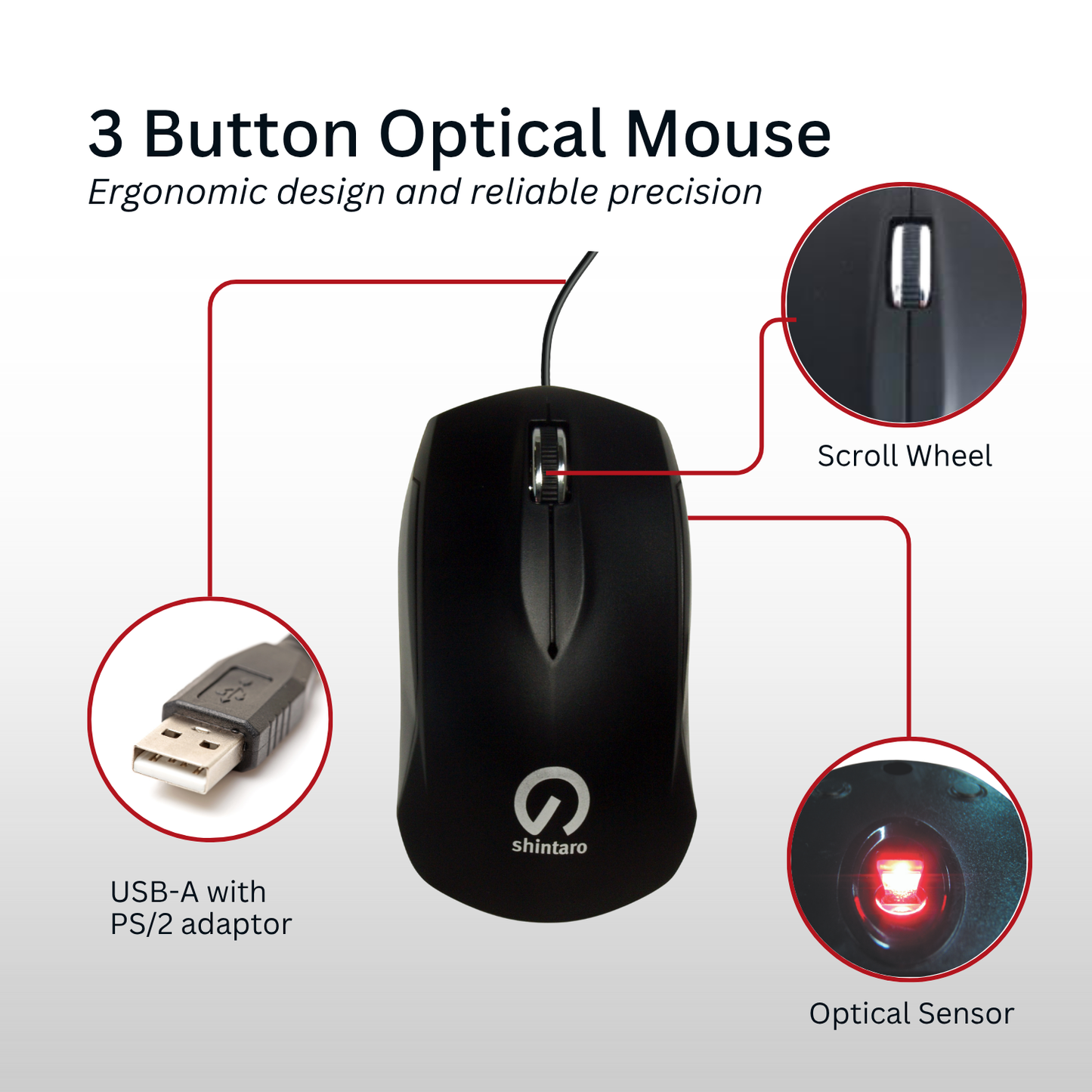 Shintaro Wired Mouse 3 Button