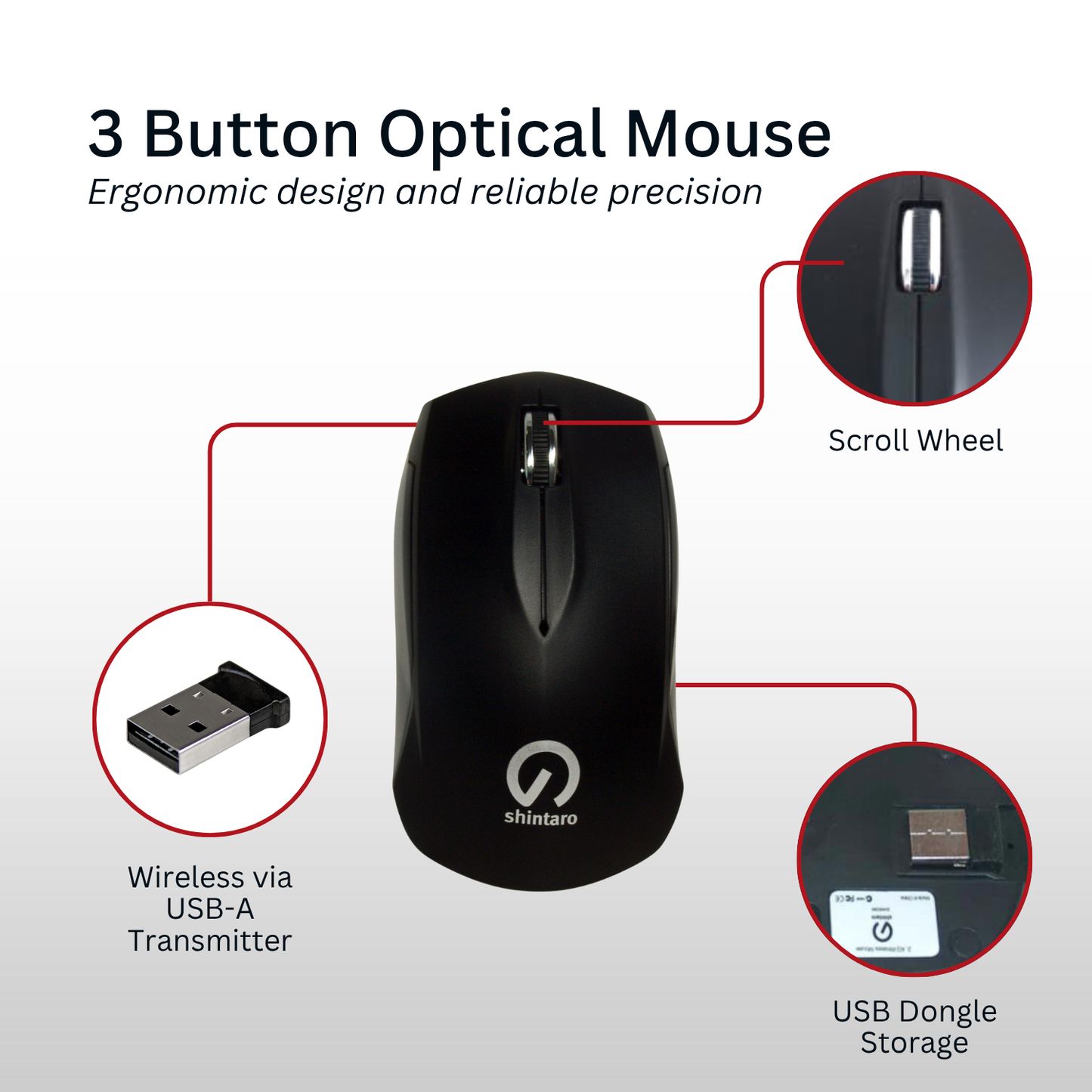 Shintaro Wireless Mouse 3 Button
