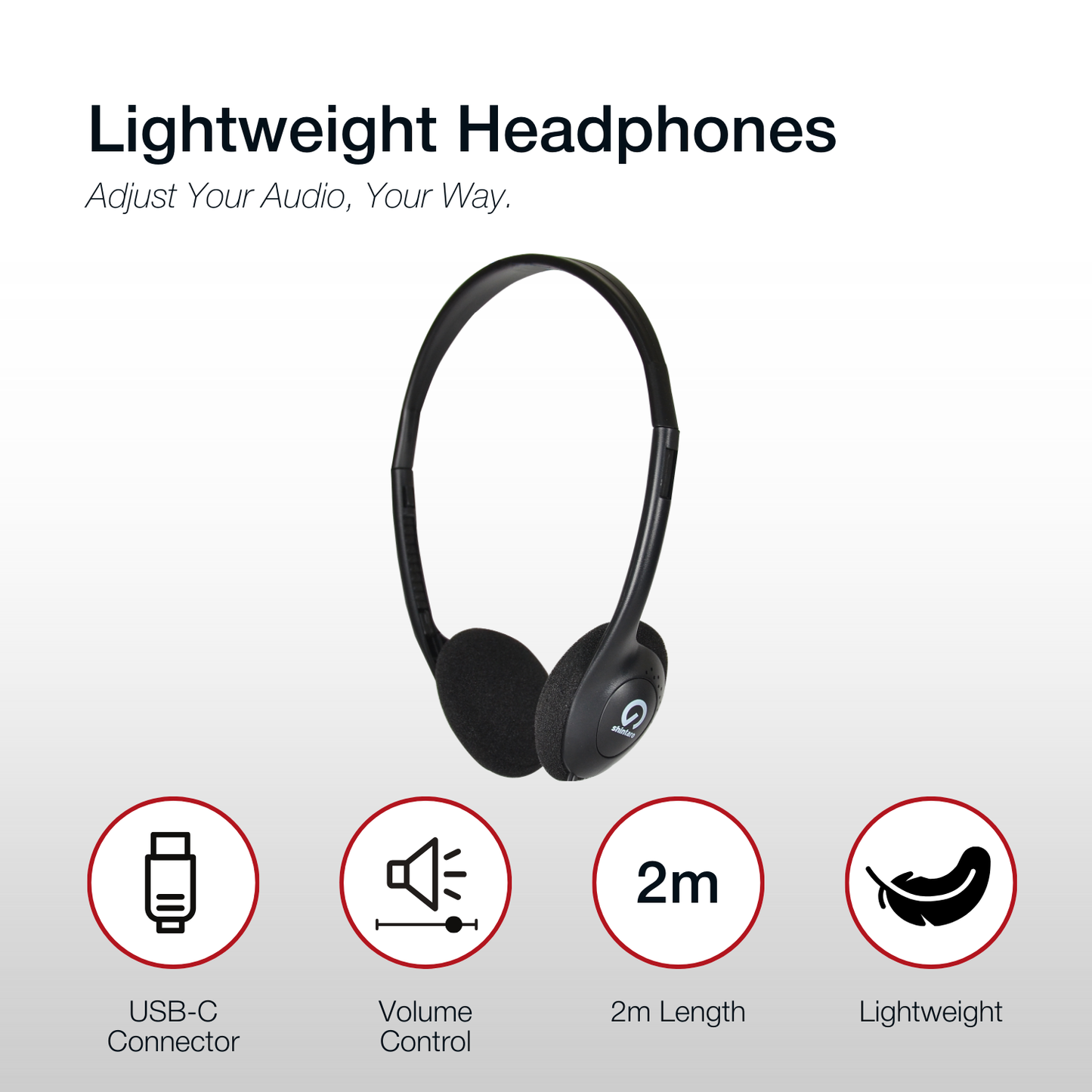 Shintaro Lightweight Headphone USB-C with Volume Controls