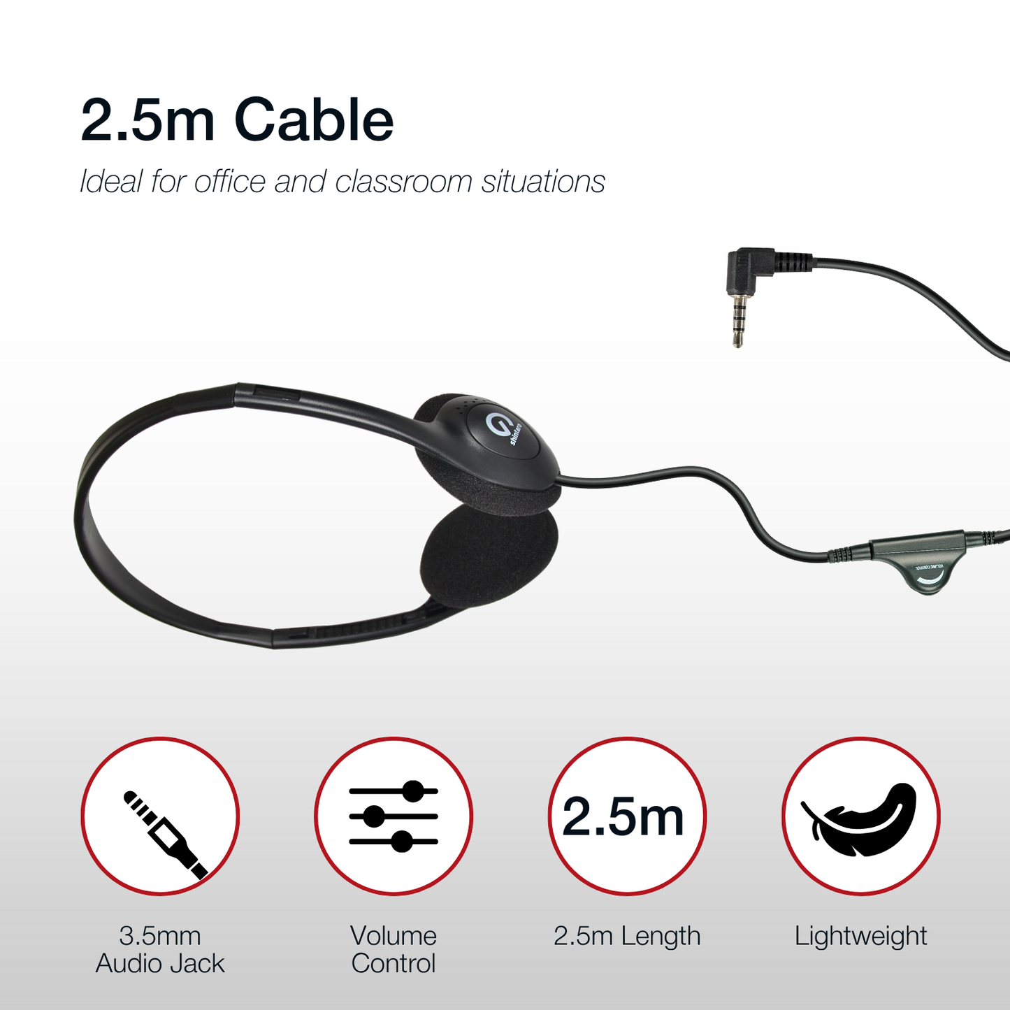 Shintaro Lightweight Headphone with Volume Controls 3.5mm Audio Jack
