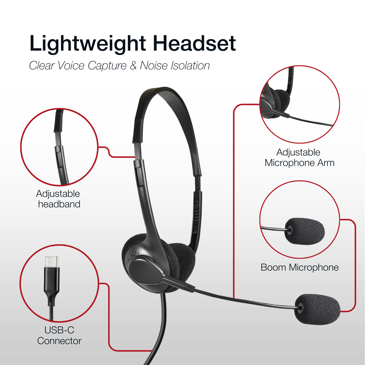 Shintaro Lightweight Headset USB-C with Boom Mic