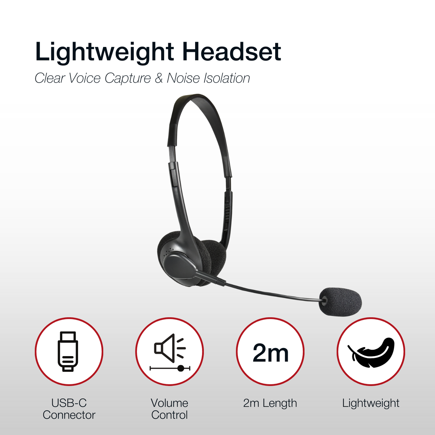 Shintaro Lightweight Headset USB-C with Boom Mic