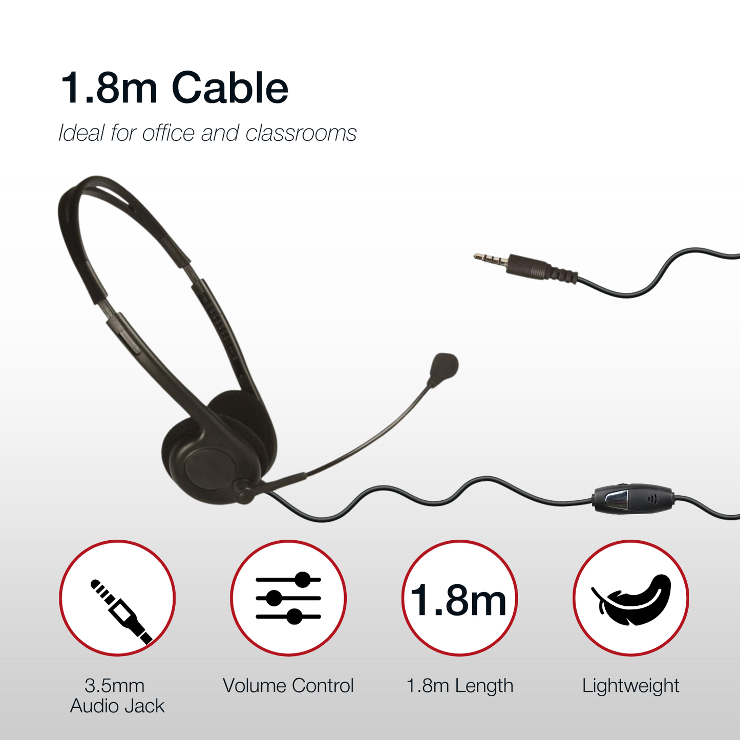 Shintaro Lightweight Headset with Boom Mic 3.5mm Audio Jack