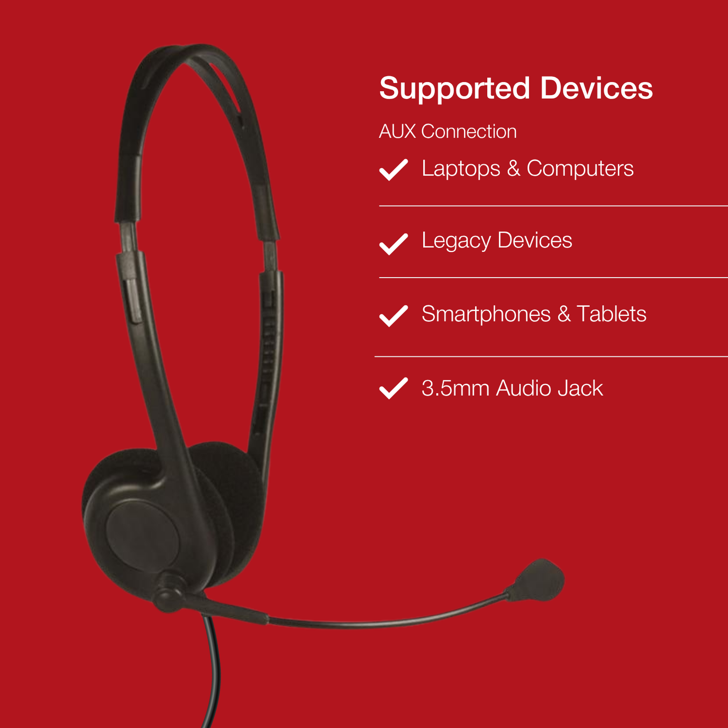 Shintaro Lightweight Headset with Boom Mic 3.5mm Audio Jack