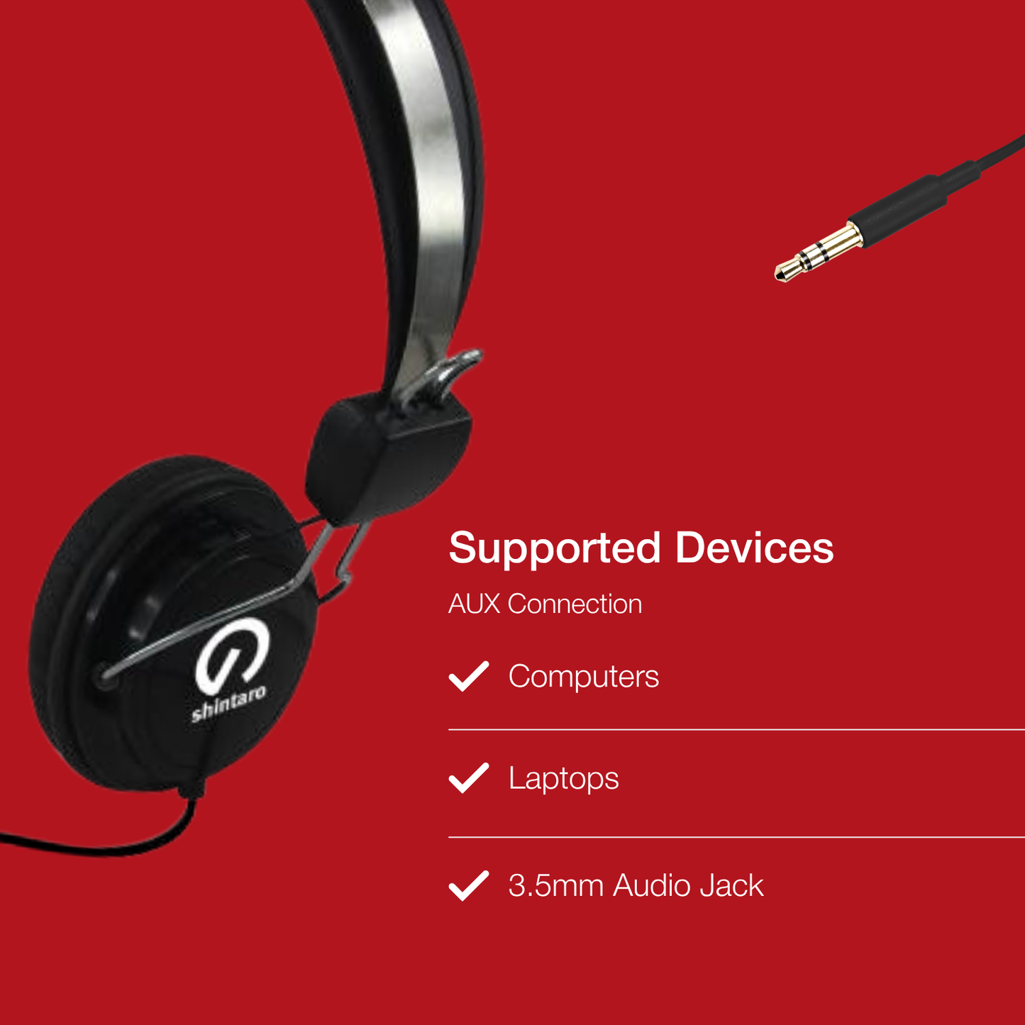 Shintaro Headset with In-line Noise Cancelling Mic 3.5mm Audio Jack