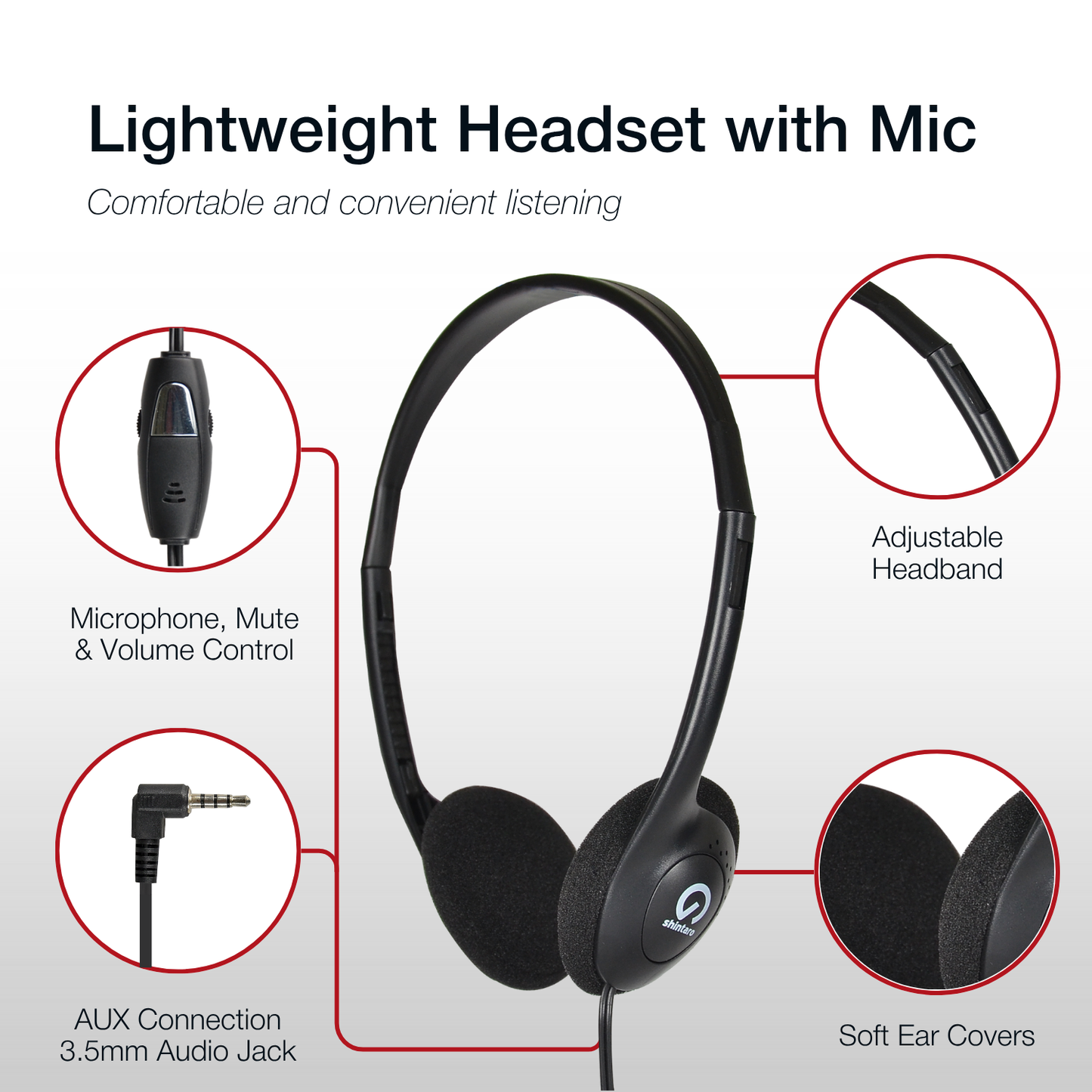 Shintaro Headset with In-line Mic 3.5mm Audio Jack