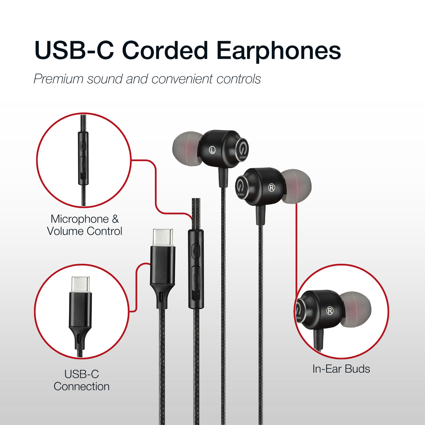 Shintaro Earphones USB-C with In-line Mic