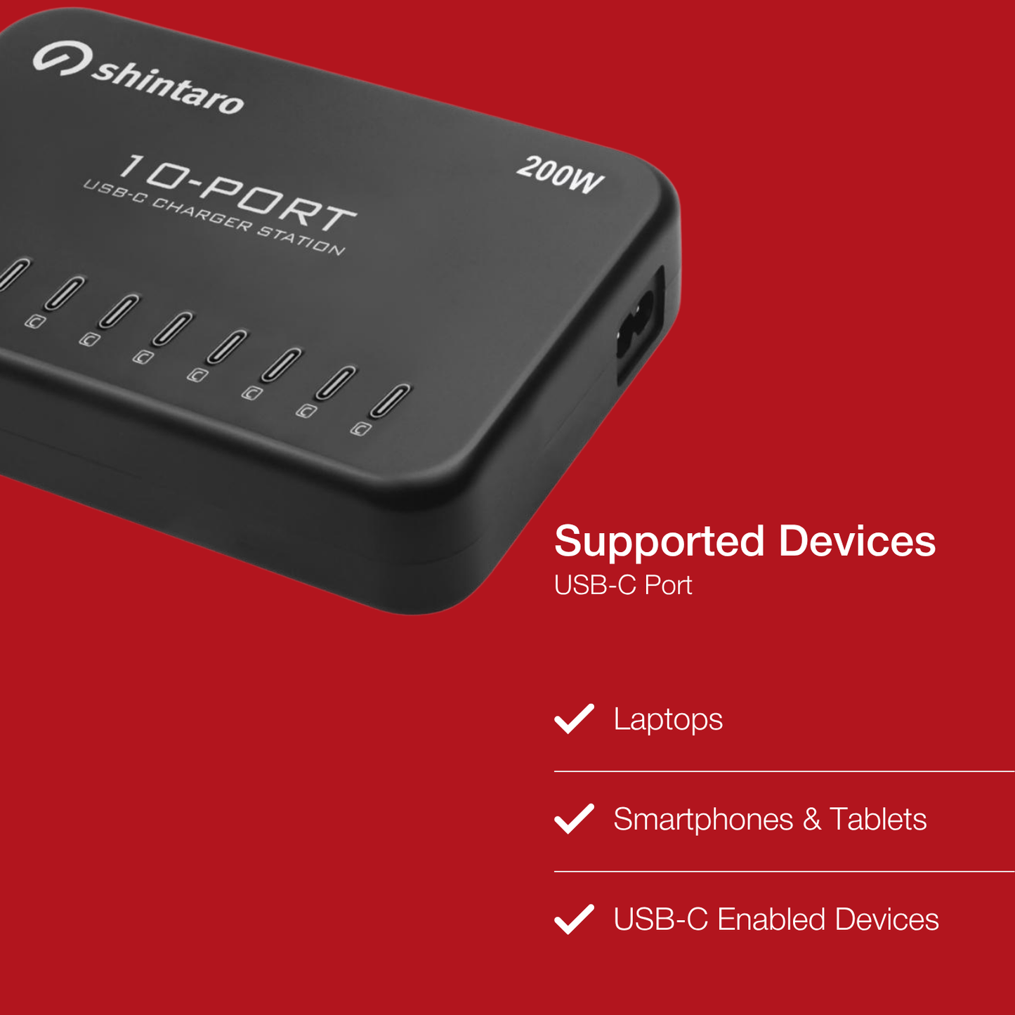 Shintaro GaN 200W 10 Ports Charger USB-C