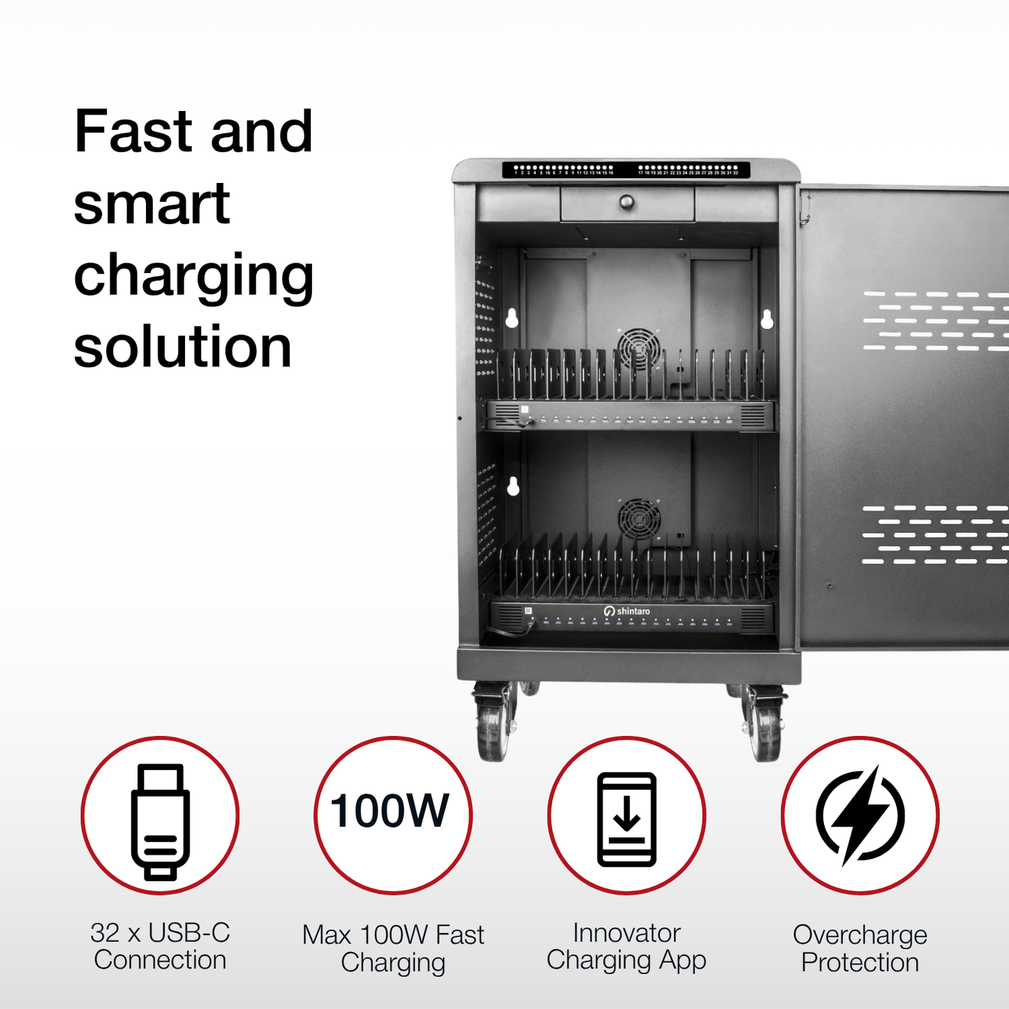 Shintaro Charging Trolley 32 Ports 2000W USB-C