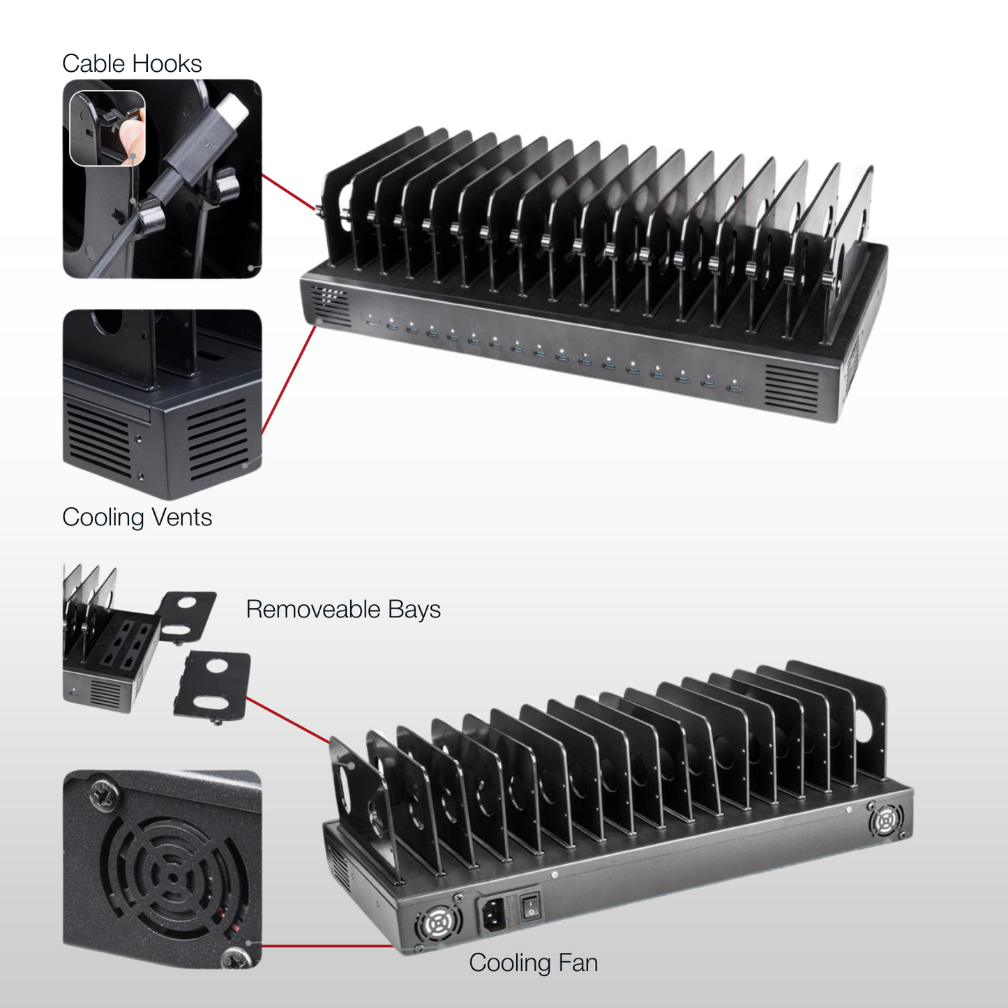 Shintaro GaN 1000W 16 Ports Charger with Adjustable Bays