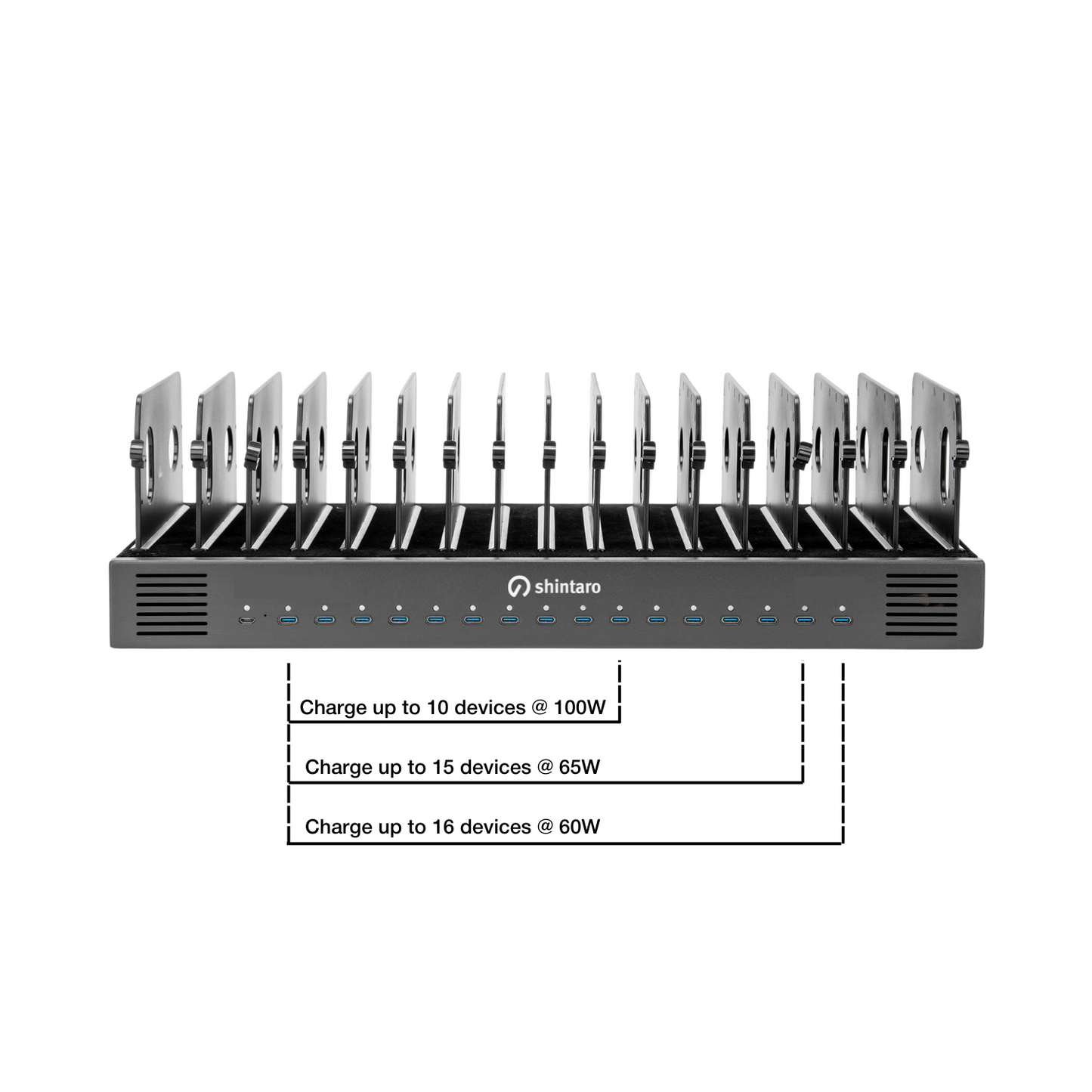 Shintaro GaN 1000W 16 Ports Charger with Adjustable Bays