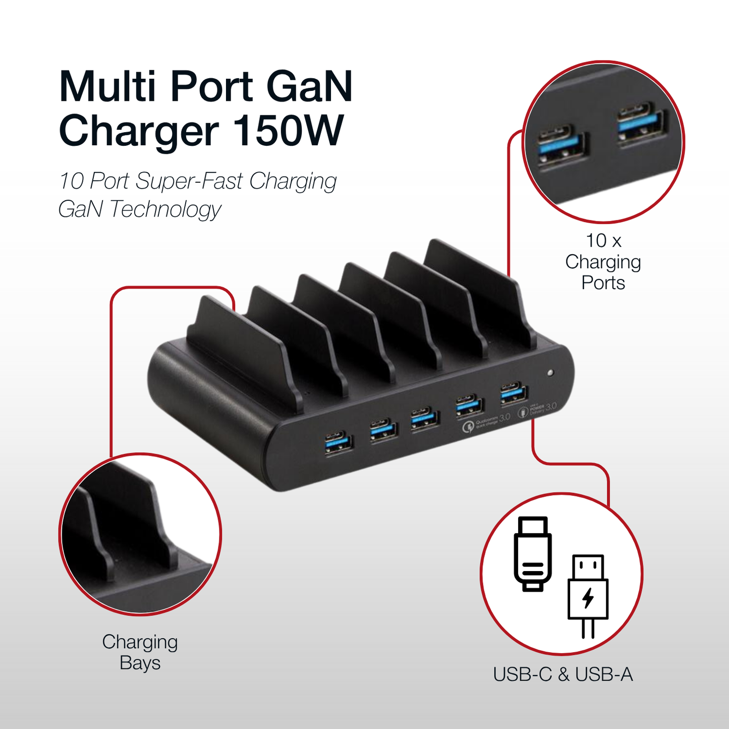 Shintaro GaN 15W 5 Ports Charger USB-C or USB-A