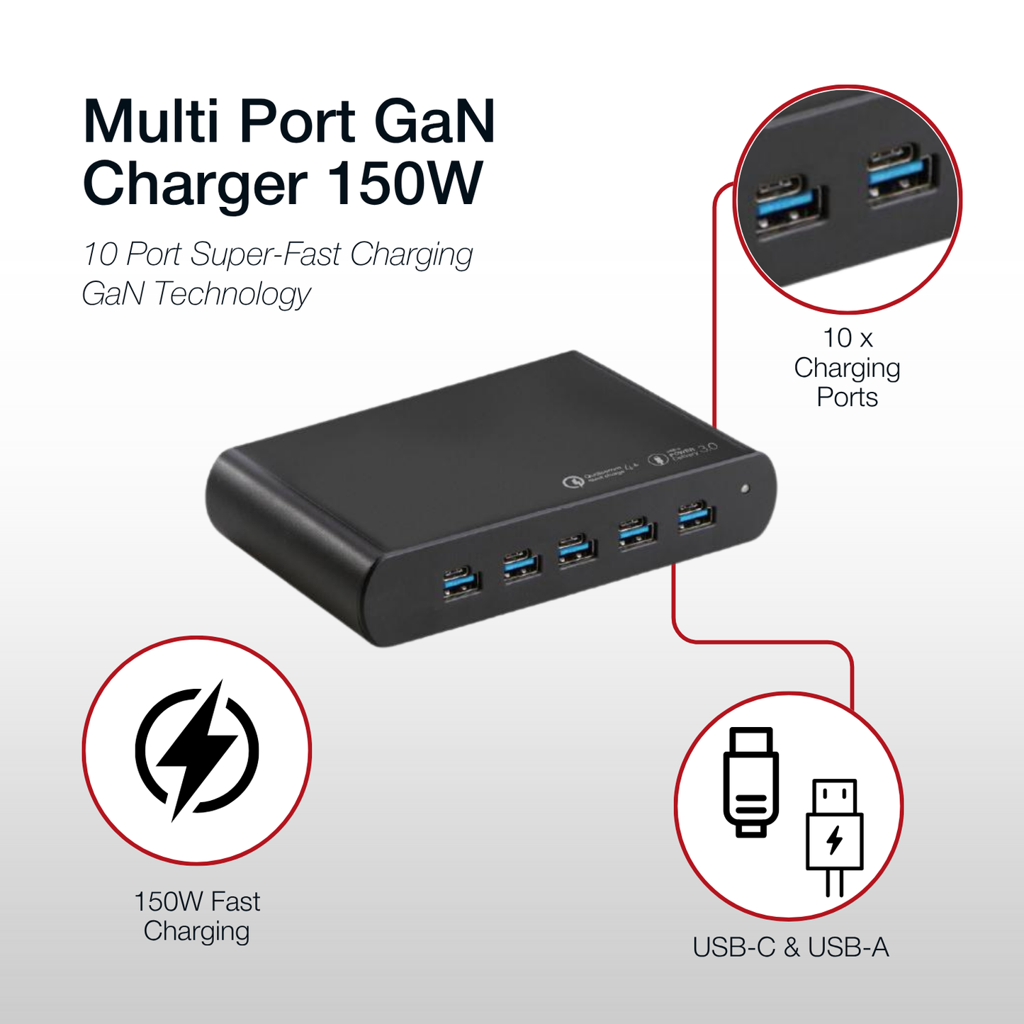 Shintaro GaN 15W 5 Ports Charger USB-C or USB-A