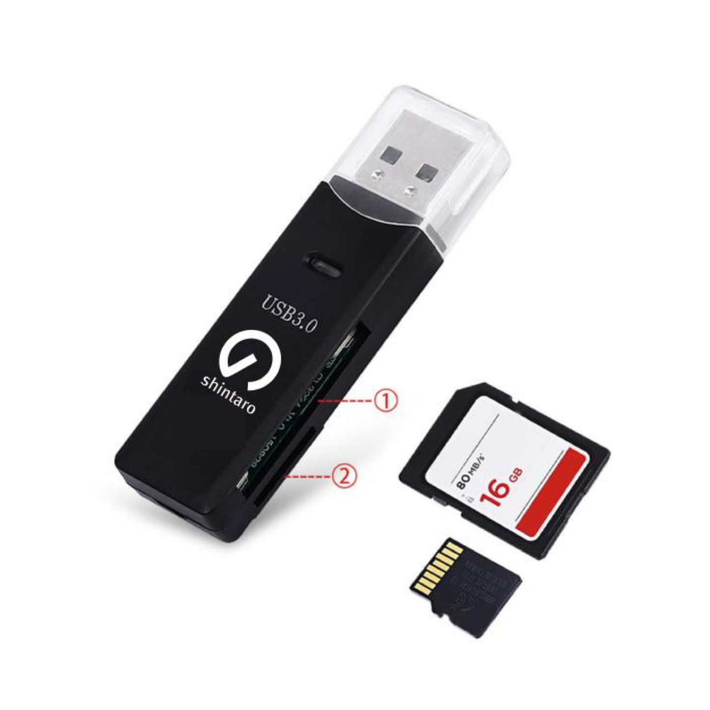 Shintaro SD Card Reader USB-A to Micro SD and SD