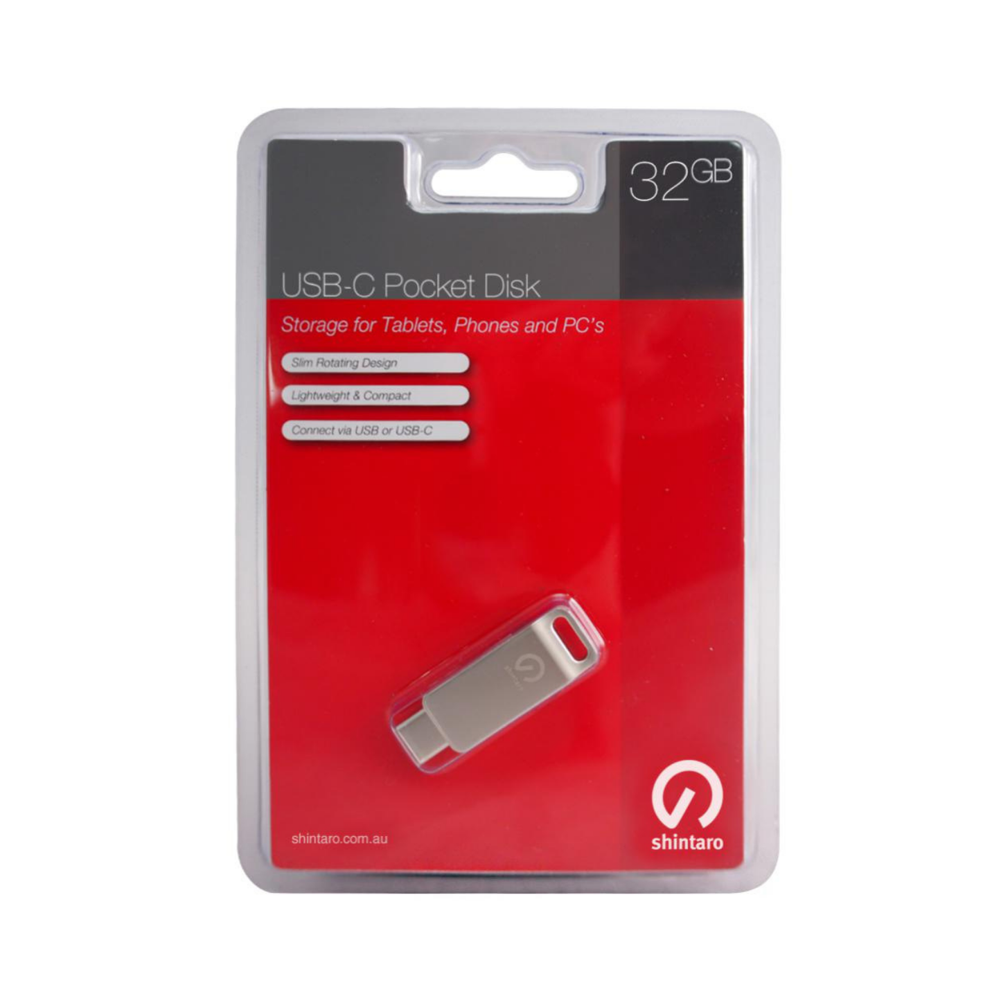 Shintaro 64GB Pocket Disk OTG USB-C and USB-A