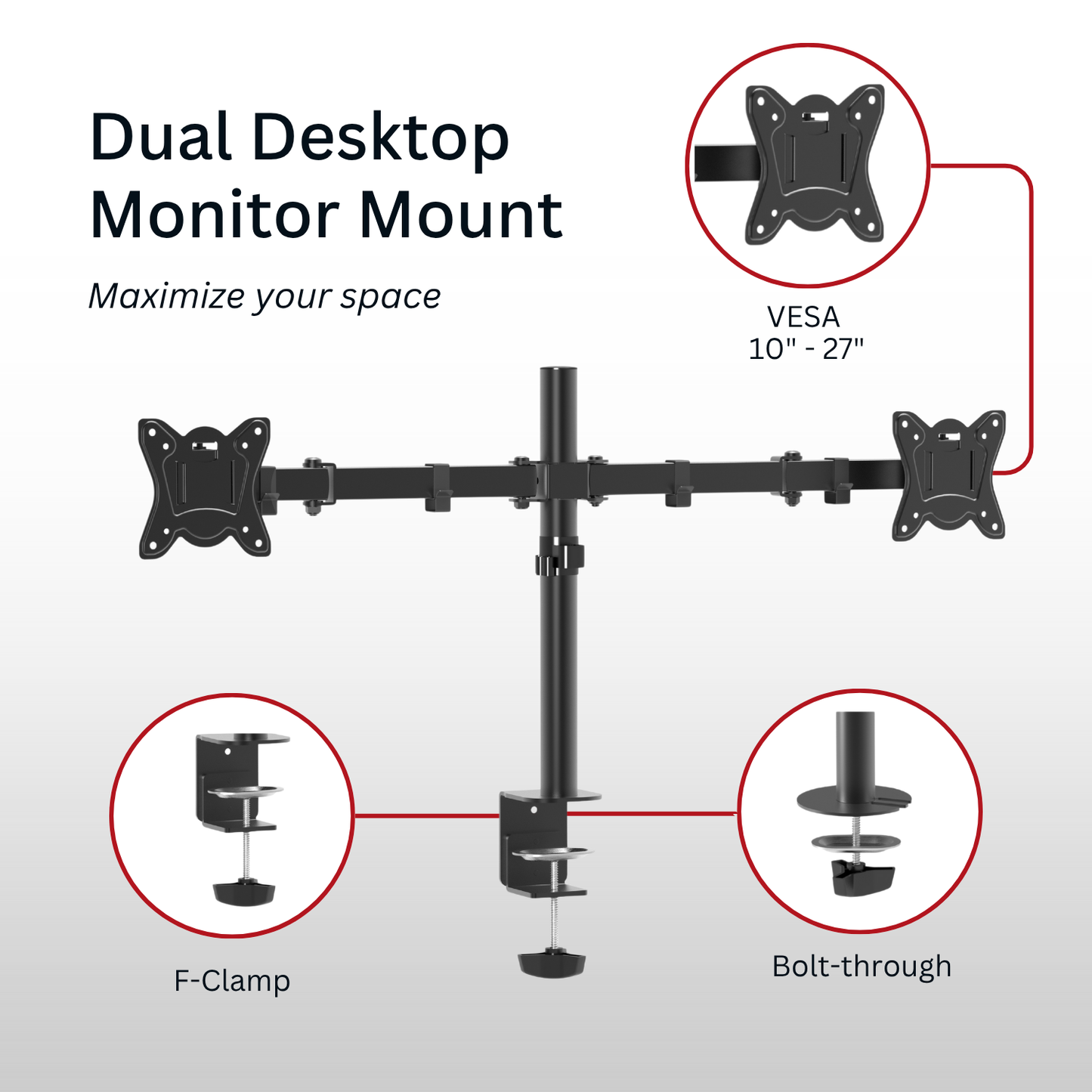 Shintaro Dual Monitor Mount C-Clamp & Grommet Mount