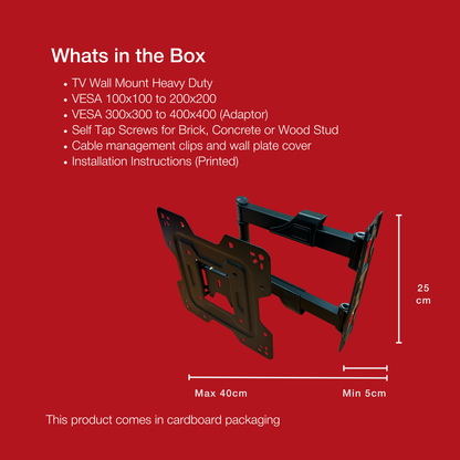 Shintaro Full Motion TV Wall Mount with Swivel Arm Up To 55" Screen Size