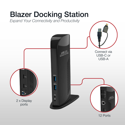 Shintaro Blazer USB-A/USB-C DisplayLink® Vertical Dock