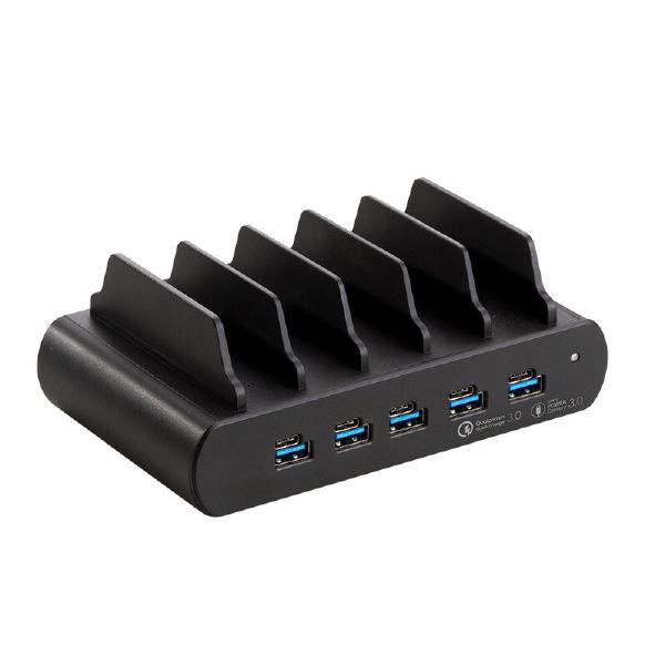 Shintaro Multi Port Charger - Black, 5 USB-A & USB-C