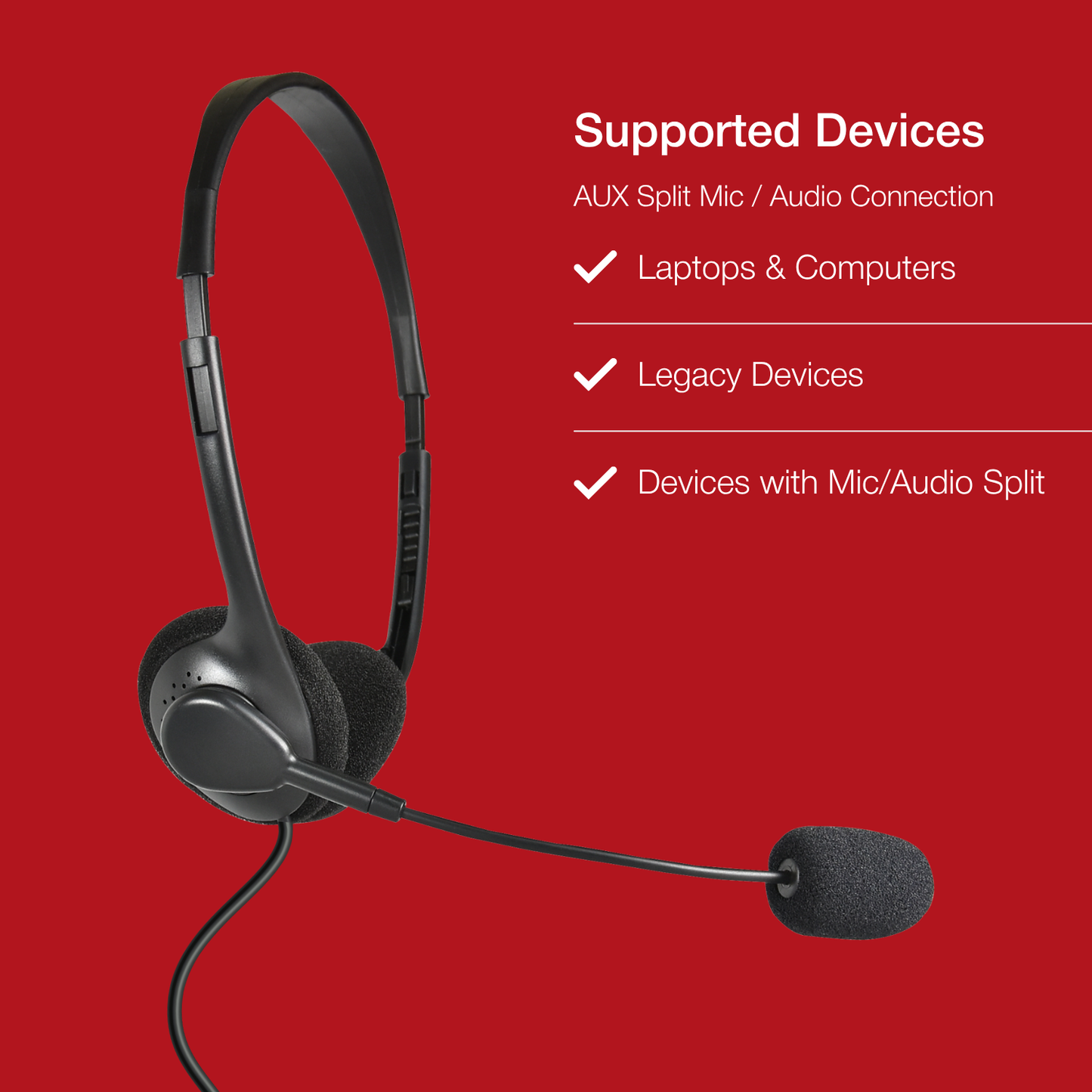 Shintaro Lightweight Headset with Boom Mic Dual 3.5mm Auido and Mic Jacks