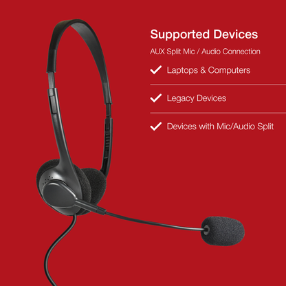 Shintaro Lightweight Headset with Boom Mic Dual 3.5mm Auido and Mic Jacks