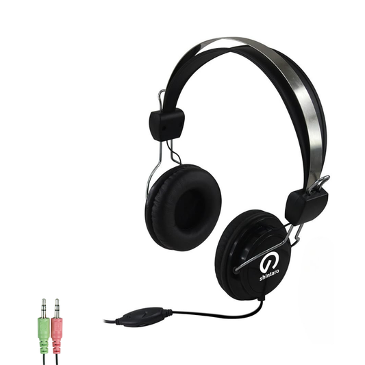Shintaro Headset with Inline Mic Dual 3.5mm Audio and Mic Jacks