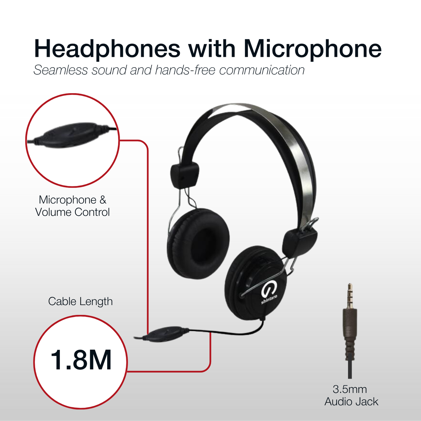 Shintaro Headset with In-line Noise Cancelling Mic 3.5mm Audio Jack
