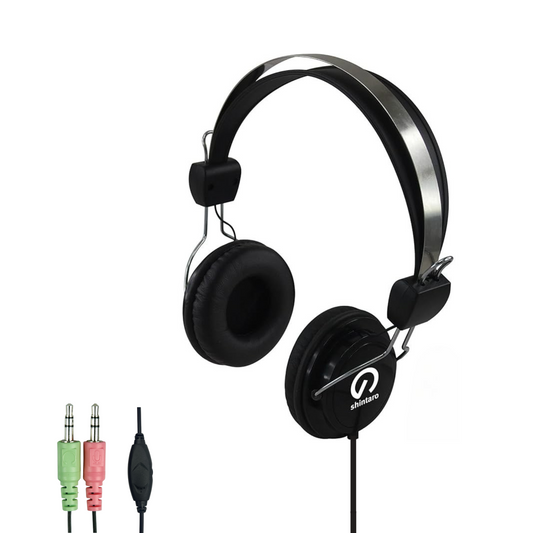 Shintaro Headset with Inline Mic Dual 3.5mm Audio and Mic Jacks