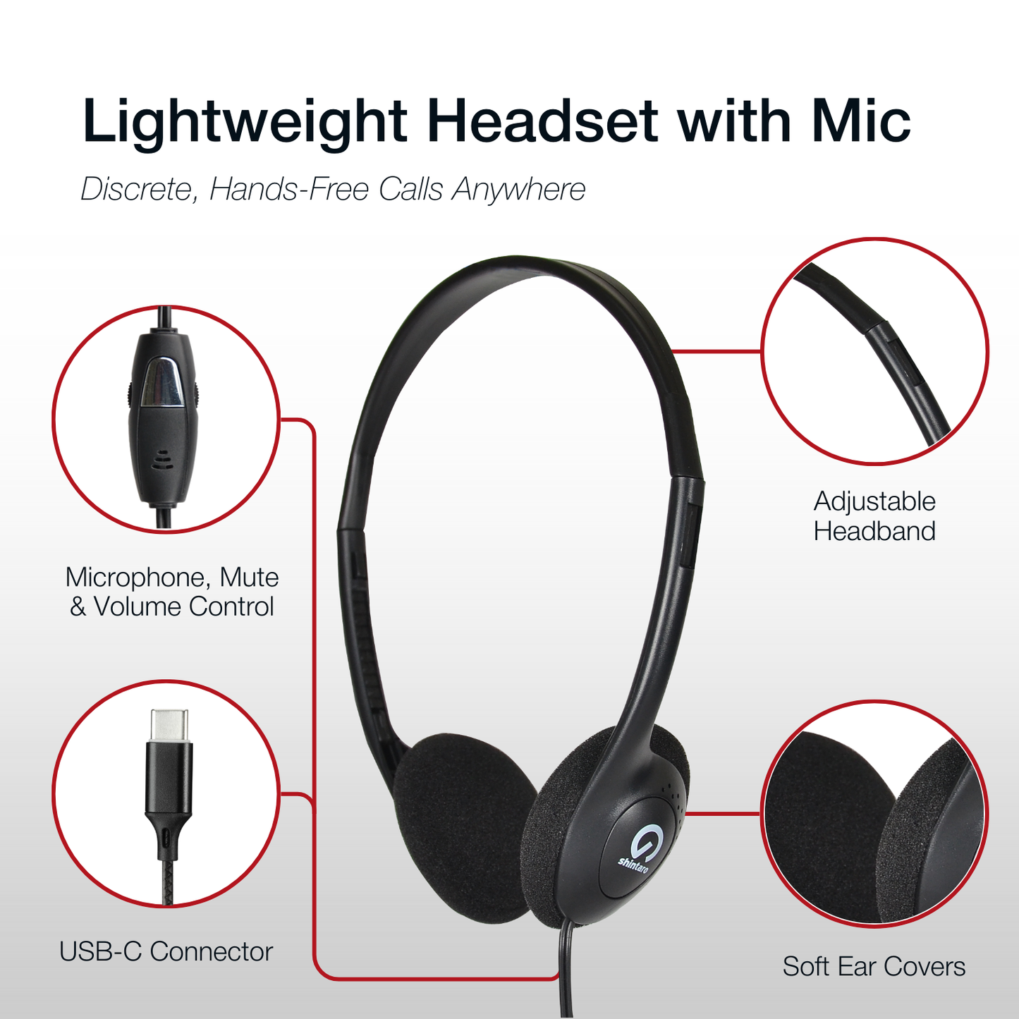 Shintaro Headset USB-C with In-line Mic