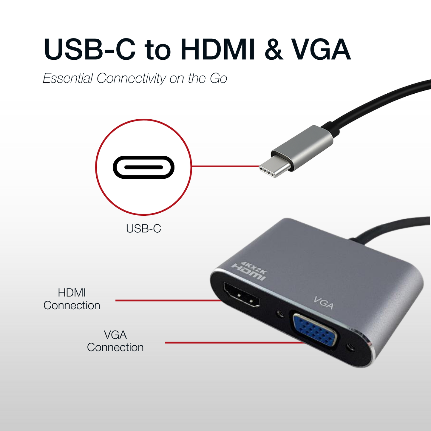 Shintaro Adaptor USB-C to HDMI 4K plus 1080P VGA