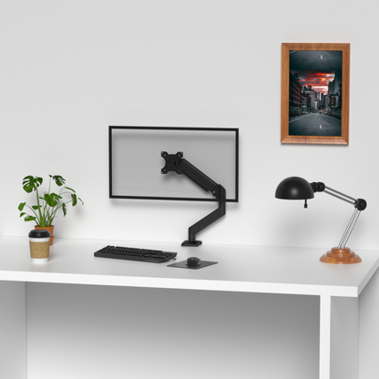Shintaro Single Monitor Gas Spring Arm C-Clamp & Grommet Mount