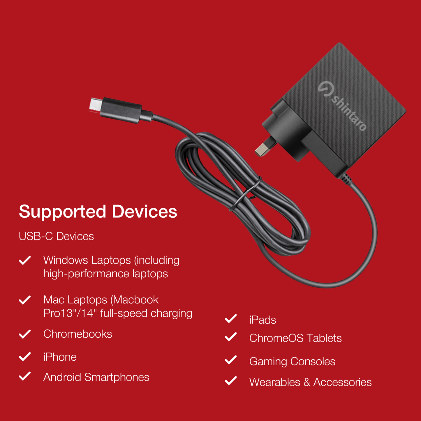 Shintaro 100W GaN USB-C Wall Charger