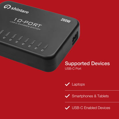 Shintaro GaN 200W 10 Ports Charger USB-C