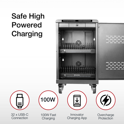 Shintaro 32 ports USB-C 2000W Charging Cabinet for Notebooks and other Devices up to 16"