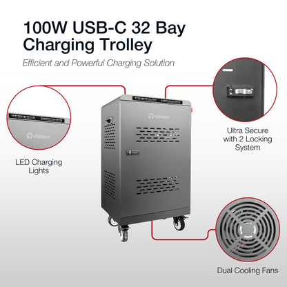 Shintaro 32 ports USB-C 2000W Charging Cabinet for Notebooks and other Devices up to 16"