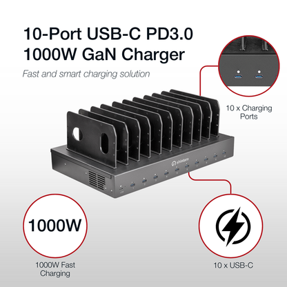 Shintaro GaN 10-Ports USB-C 1000W Charging Dock