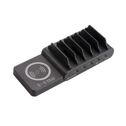 Shintaro GaN 5-Ports USB-C & USB-A 150W Charger with Bays + Wireless Charging Pads