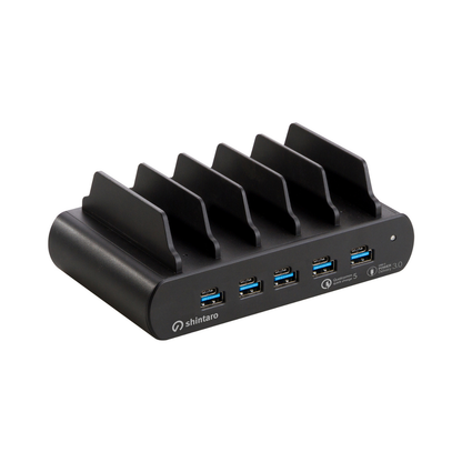 Shintaro GaN 5-Ports USB-C & USB-A 150W Charger with Bays + Wireless Charging Pads