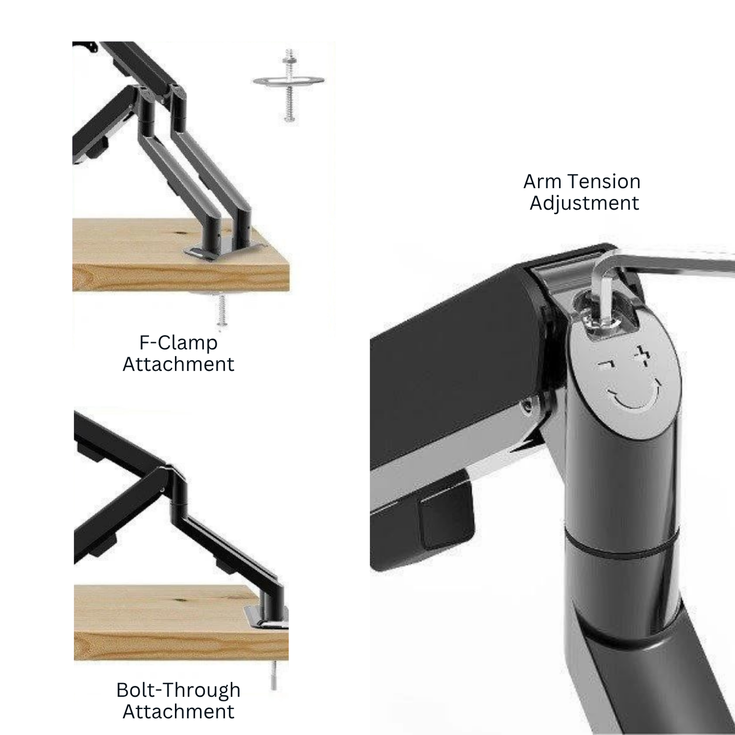 Shintaro Dual Monitor Gas Spring Arms C-Clamp & Grommet Mount